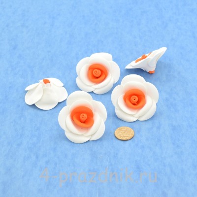 Латексные цветы размер №3, бело-оранжевые latex072 оптом