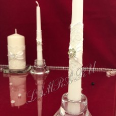 Свадебные свечи для молодоженов "Два сердца" белая